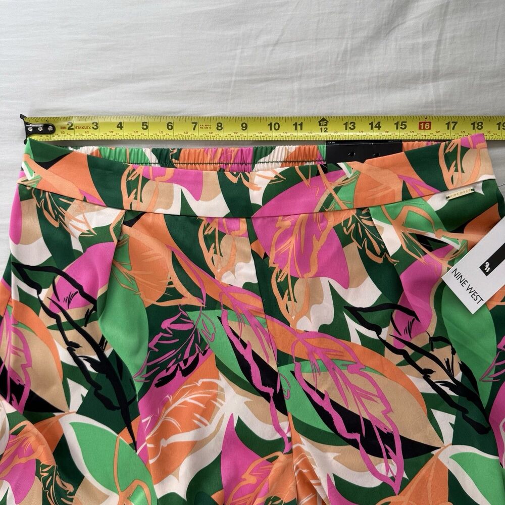 NEW Nine West Floral Culottes Pants Size XL Wide Leg Pull On Trouser Tropical - Picture 12 of 16